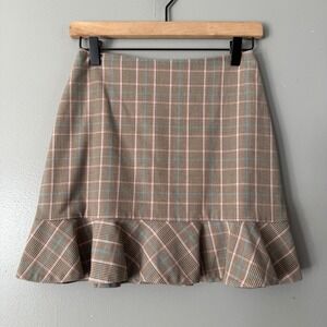 Aritzia Sunday‎ Best Astala Plaid Ruffled Mini Skirt SIZE 2